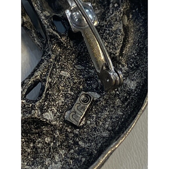 Vintage Signed JJ Jonette Pin Brooch Pewter Cat with Fish Bowl - Picture 4 of 7